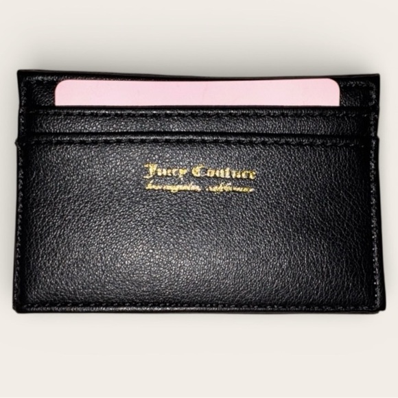 Juicy Couture Card Holder Wallet Black Faux Leather Slim NWOT - Picture 6 of 6
